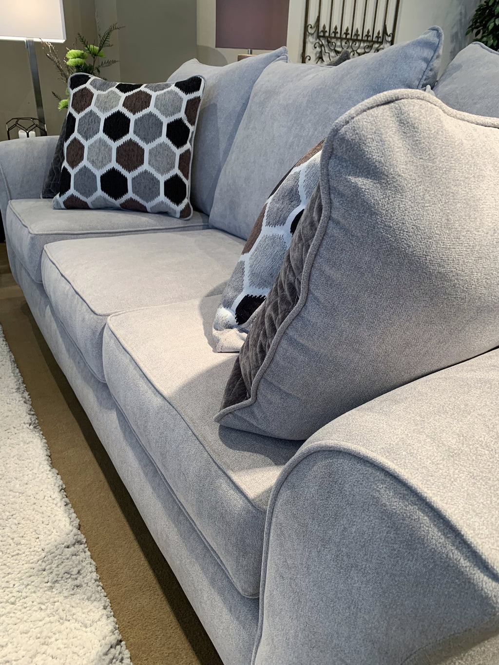 Roundhill Furniture Camero Fabric Pillow-back Sofa, Silver S786