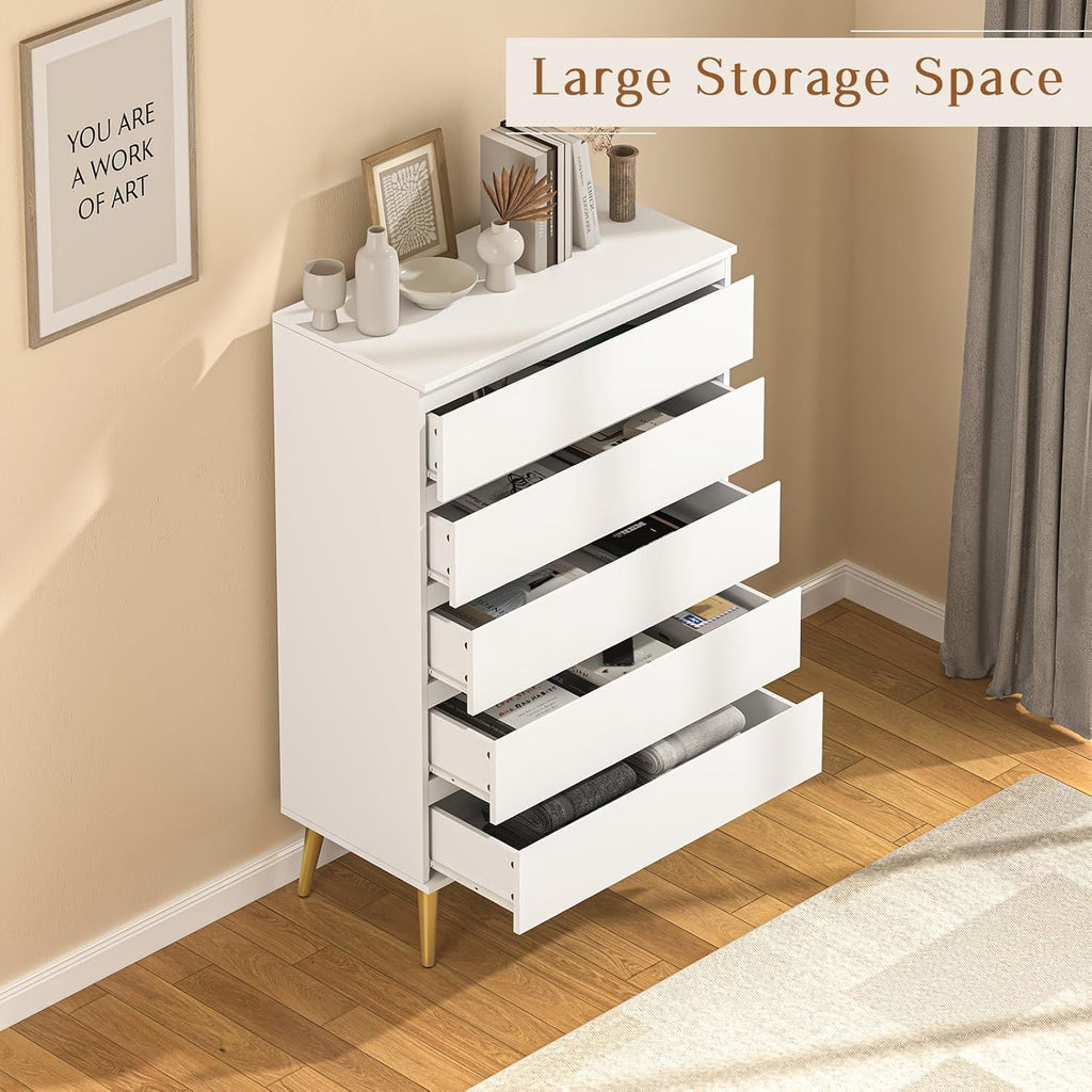 5 Drawers Dresser for Bedroom with Metal Rails L629