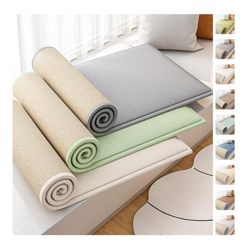 Custom Window Seat Cushions Indoor, 1" Double-sided Reversible Window Bench Cushion, Circle Fleece Bay Window Cushion, Waterproof Anti-cat Scratch Bamboo Mat Bench Cushions for Indoor Furniture