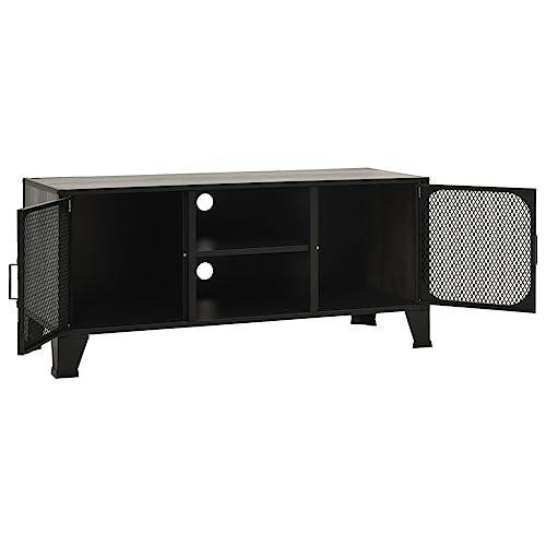 TV Stand Gray 41.3"x14.2"x18.5" Metal and MDF with Mesh Doors J276