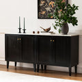 Black Storage Cabinet, Sideboard Buffet Cabinet Modern Accent Cabinet with Faux Marble Top & Adjustable Shelves, Wooden Credenza, Console Table Entryway Cabinet for Living Room
