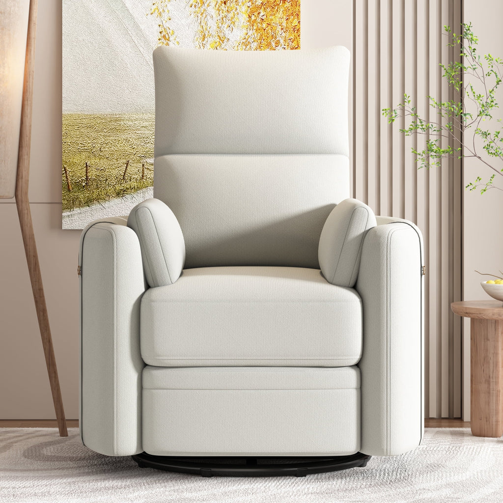 BedLuxury Swivel Recliner Chair with Two Removable Pillows, Beige N329842