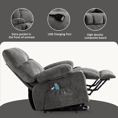 Power Lift Recliner Chair for Elderly with Heat and Massage, Gray E121