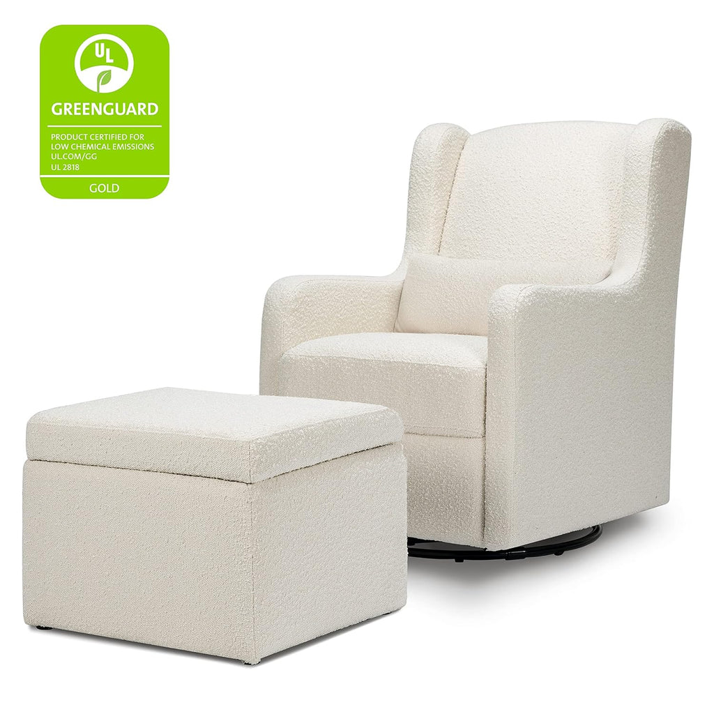 Carter's by DaVinci Adrian Swivel Glider with Storage Ottoman, Ivory Boucle R715477