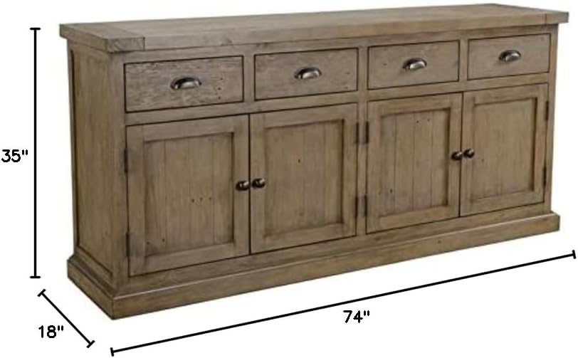Trent Home 4-Drawer Reclaimed Pine Sideboard in Weathered Brown