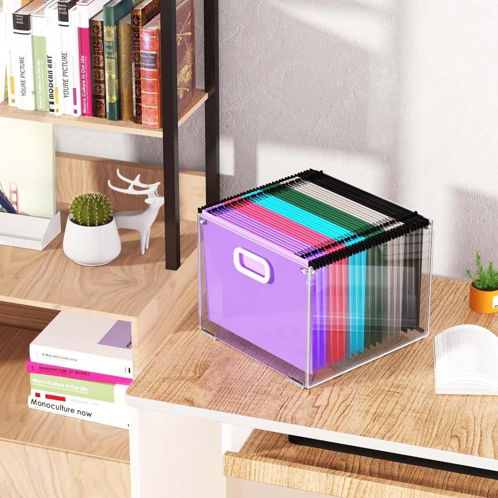 Acrylic File Box Organizer with Handle, Letter Size L585