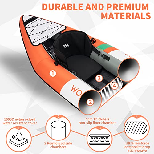 Inflatable Touring Kayak 2 Person with EVA Padded Seats H47370