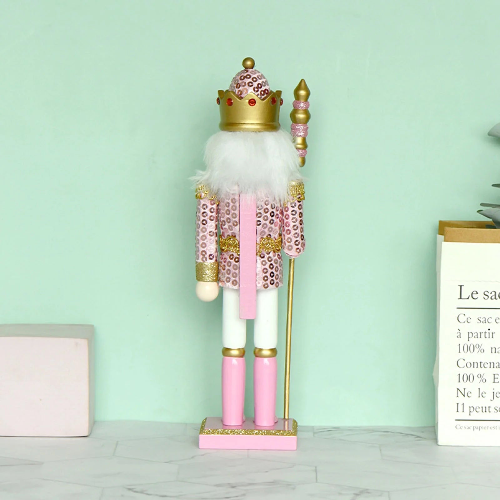 Christmas Wood Pink King Nutcracker Soldier Ornament X64886
