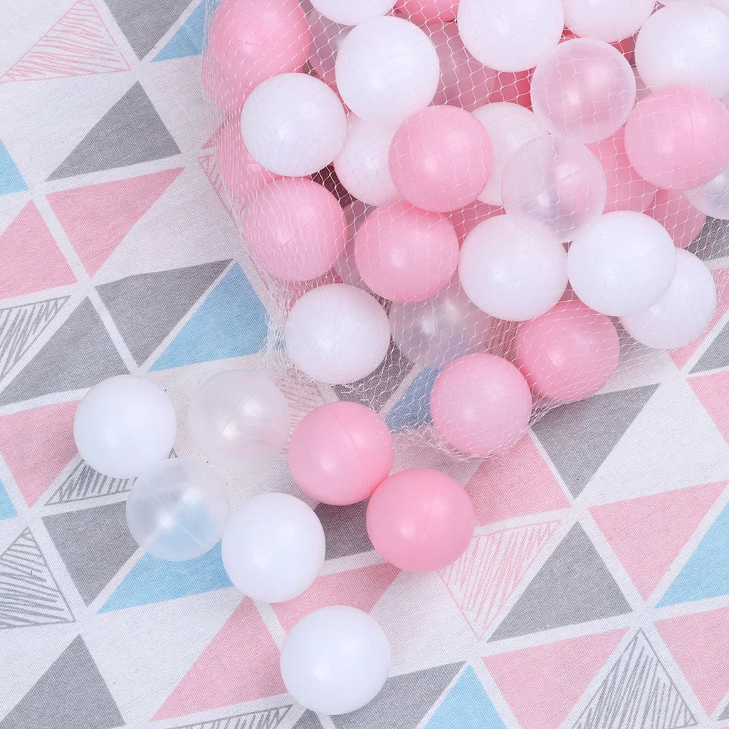 100pcs 5.5cm Crush Proof Plastic Ocean Balls for Kids with Mesh Bag U736