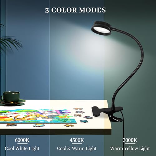 AORAEM Book Light for Reading, 3 Color LED Clip on Lamp, 360° Adjustable USB I5201