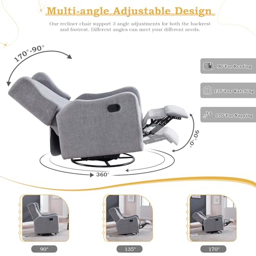Upholstered Swivel Rocking Recliner Chair for Living Room P944
