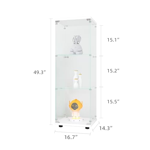 White Glass Display Cabinet with 3 Shelves L30487