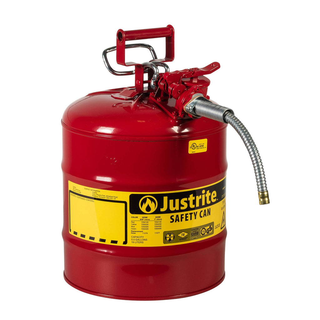 Justrite 5 Gallon Red Safety Can Type II AccuFlow I67357