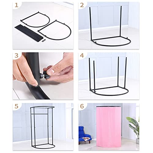 Portable Fitting Room with Shading Curtain, Black Frame, Easy to Install U215