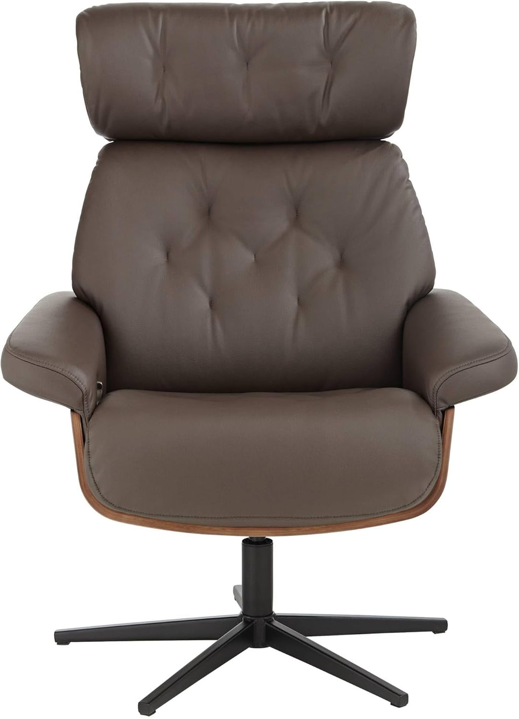 BenchMaster Malibu Chocolate Tufted Faux Leather Swivel Recliner with Ottoman O163593