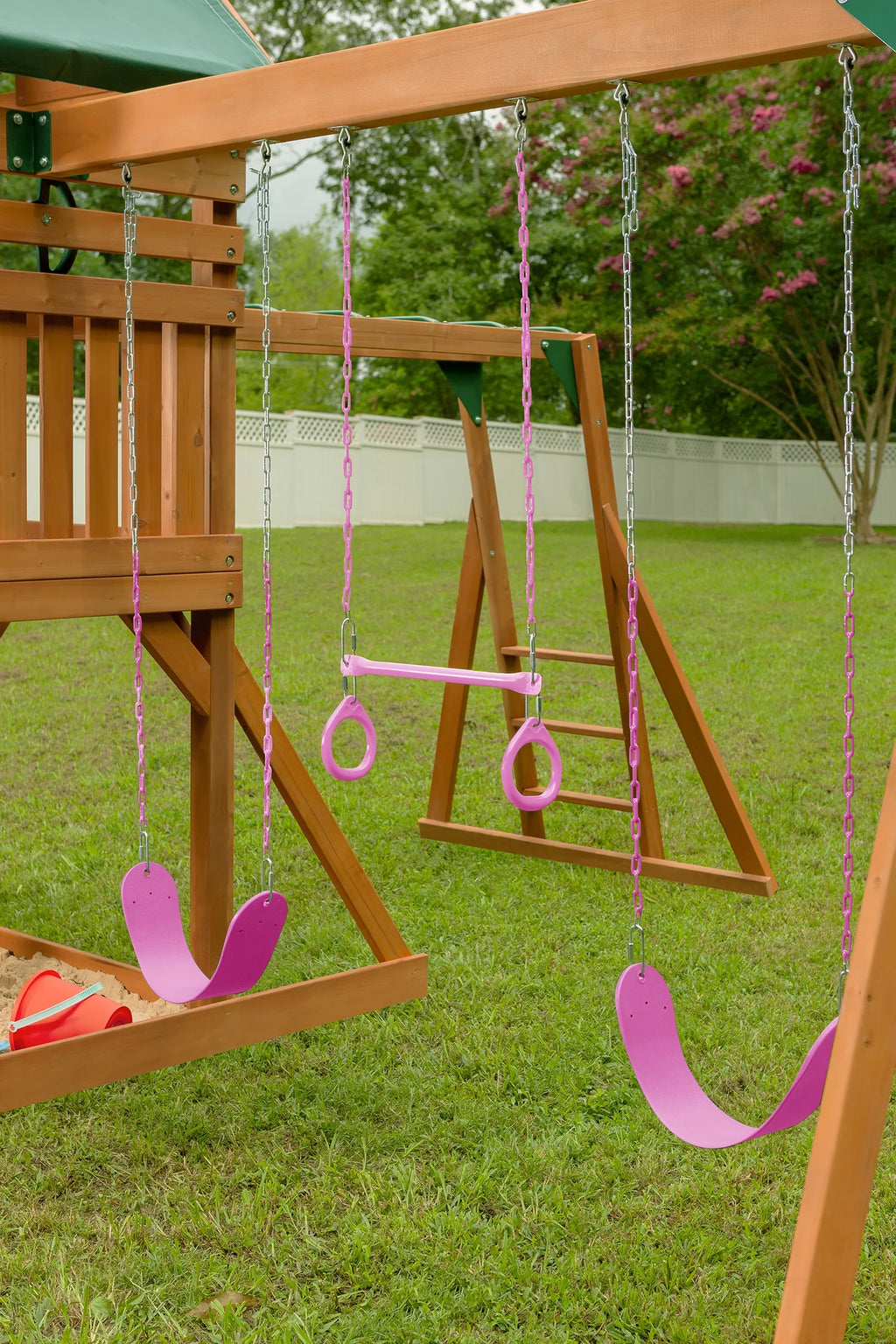 Creative Cedar Designs Mountain View Lodge Swing Set with Wooden Roof X456
