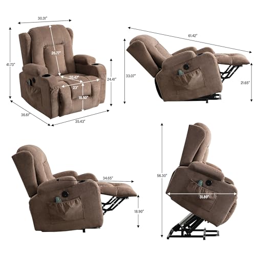 Power Lift Recliner Chair with Heat and Massage for Seniors, Blue P785