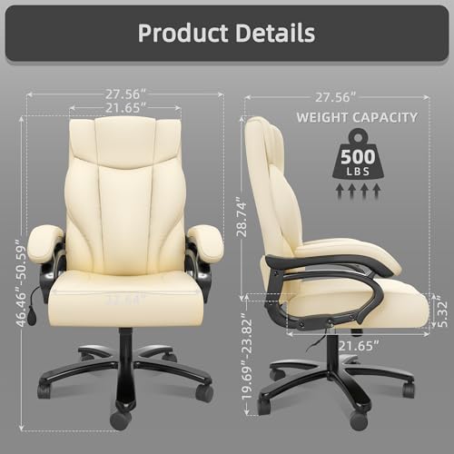 Big and Tall Executive Office Chair Heavy Duty Leather with Lumbar Support P744218