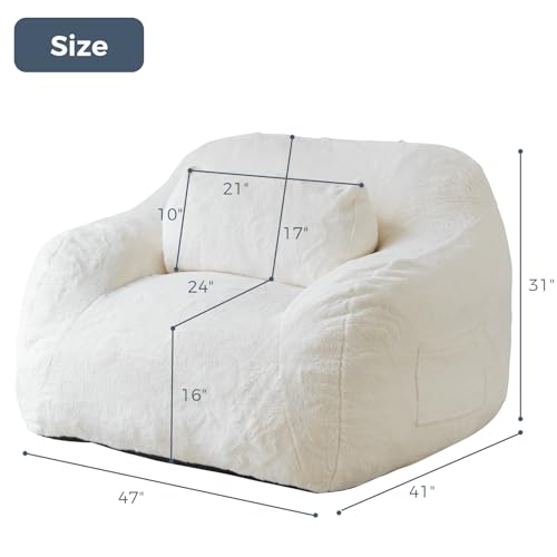 Giant Bean Bag Chair with Pillow, Boucle Sofa for Adults, Large Upholstered Couch S845