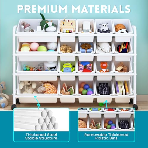 Kids Toy Storage Organizer with 12 Plastic Bins, 4-Tier Metal Rack W380650