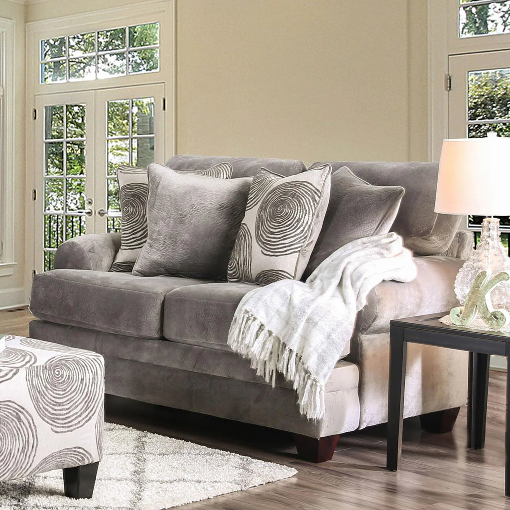 Bonaventura Transitional Gray Microfiber Sofa Loveseat K483935