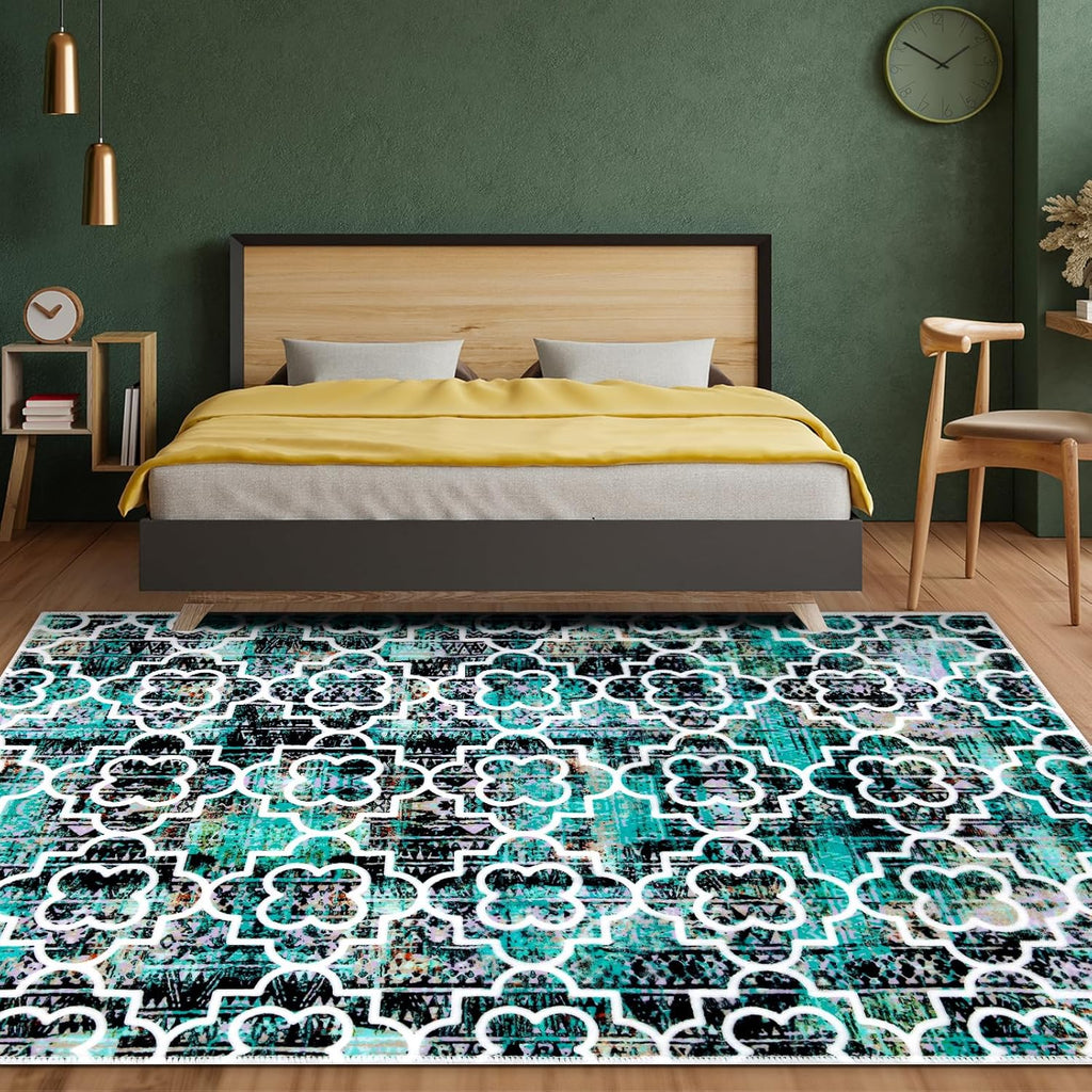 Washable Area Rug 5x7 Non-Slip for Living Room A3960
