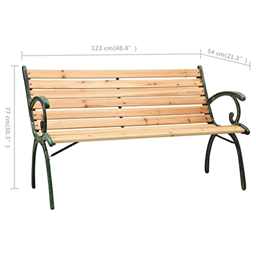 Cast Iron and Firwood Patio Bench 48.4" for Outdoor Garden L747571