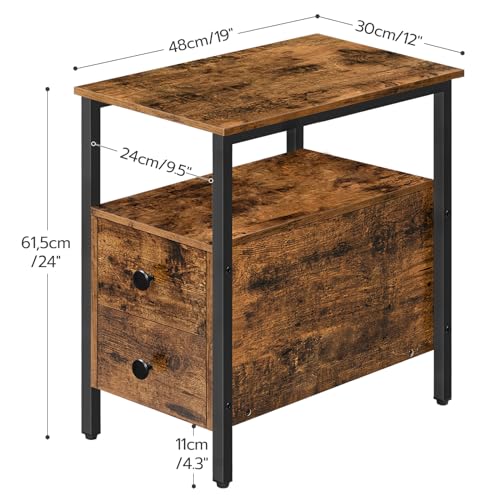 Narrow Side Table with Drawer and Open Shelf, Nightstand for Small Spaces X935754