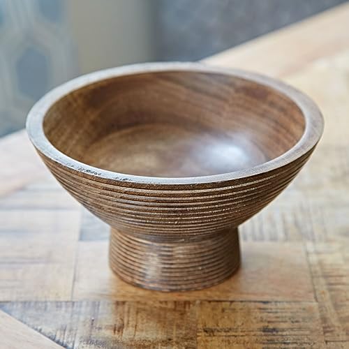 S.B ARTS Wooden Mango Wood Serving Bowl, Handmade Rustic Centrepiece S4015