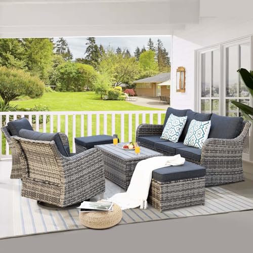 14 Pieces Modular Patio Furniture Set with Coffee Table, Brown Rattan Outdoor Sectional Q240660