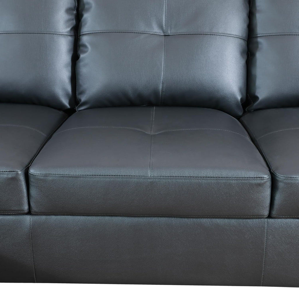 103 Inch L Shape 3 Piece Sectional Sofa Set with Storage Ottoman, Black L585