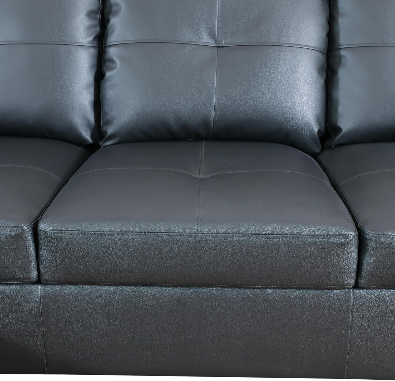 103 Inch L Shape 3 Piece Sectional Sofa Set with Storage Ottoman, Black L585