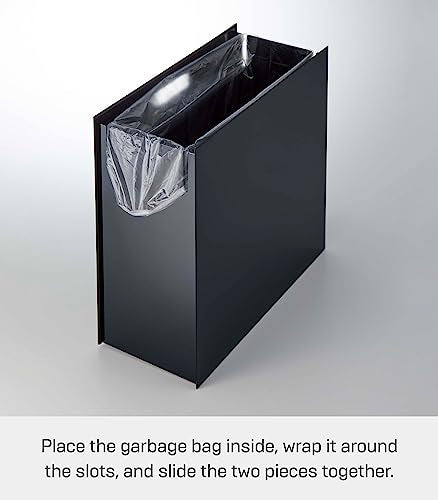 Yamazaki Home Trash Can Plastic Tall White with Handle P74392