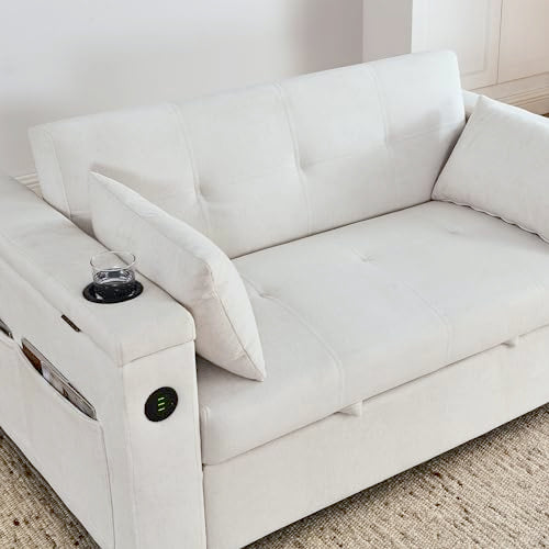 Convertible Sofa Bed 54" with USB Port, Pillow and Side Pockets Q92801