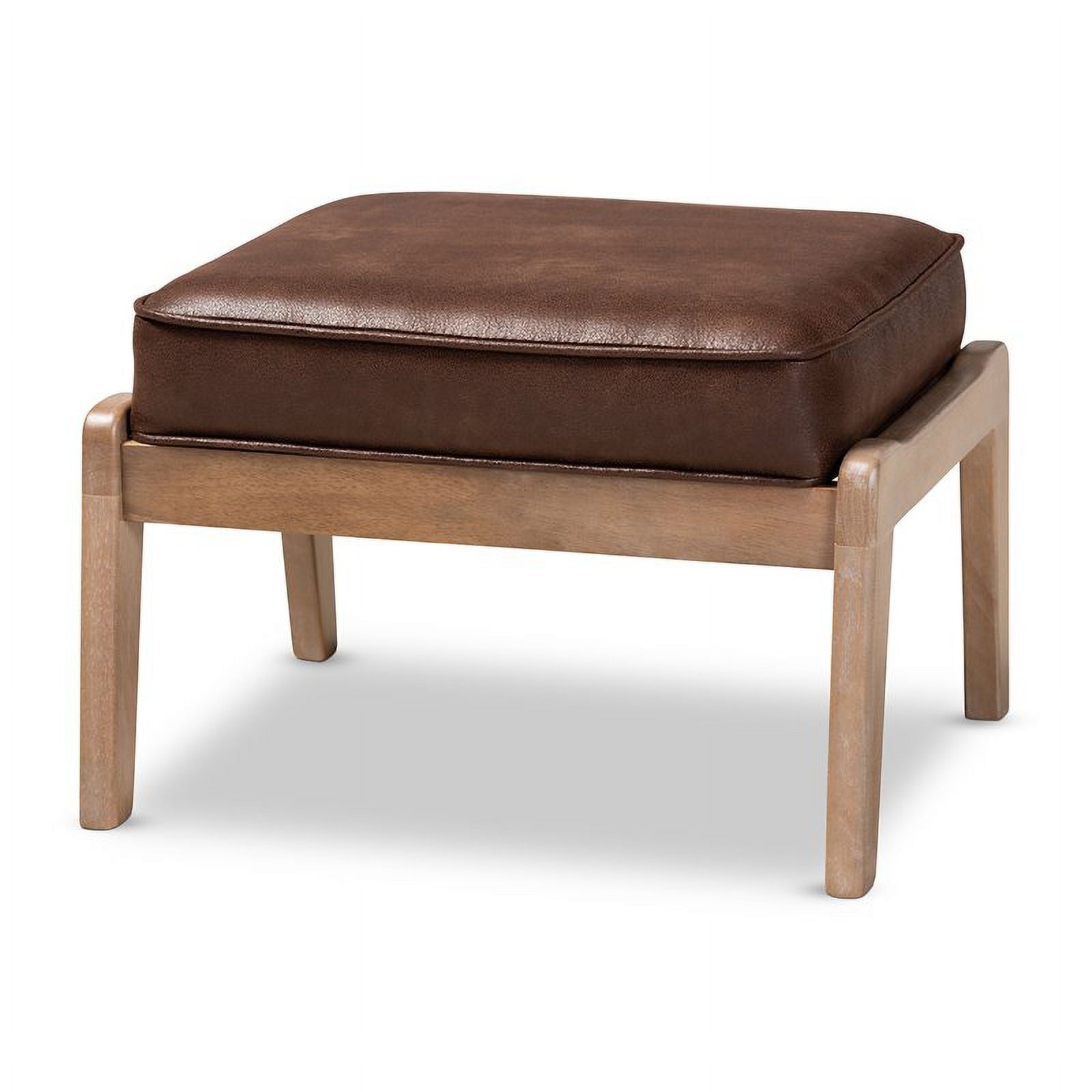 Bowery Hill Dark Brown Faux Leather Oak Armchair and Ottoman Set J30422