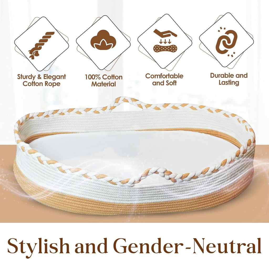 Moses Baby Changing Basket for Newborn with Thick Foam Mattress, Waterproof Cover D81634