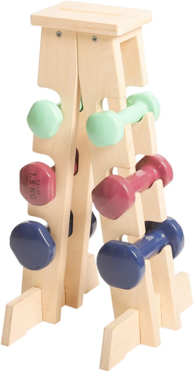 Stone | Dumbbell Holder | Home Gym Weight Holder | Weight Dumbbell Rack | Wooden | 6 Weights