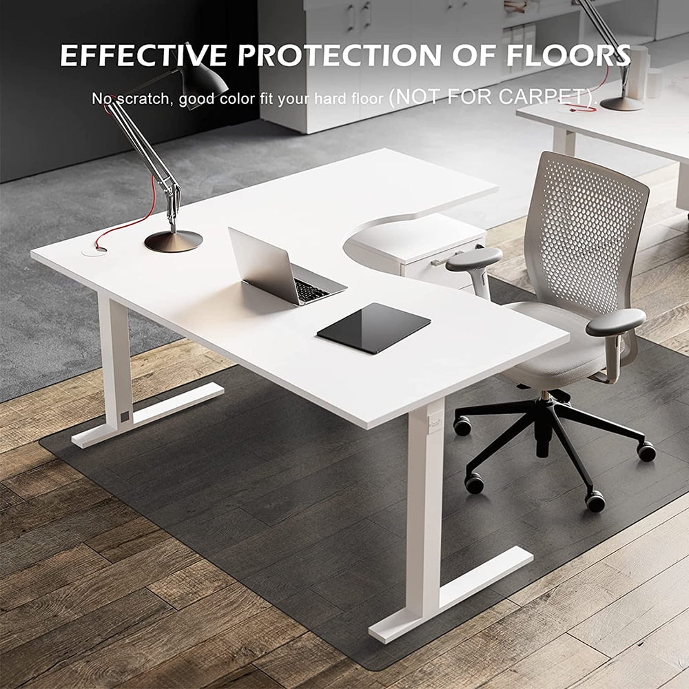 Translucent Black Vinyl Chair Mat for Hard Floors, 63" x 51" K6725