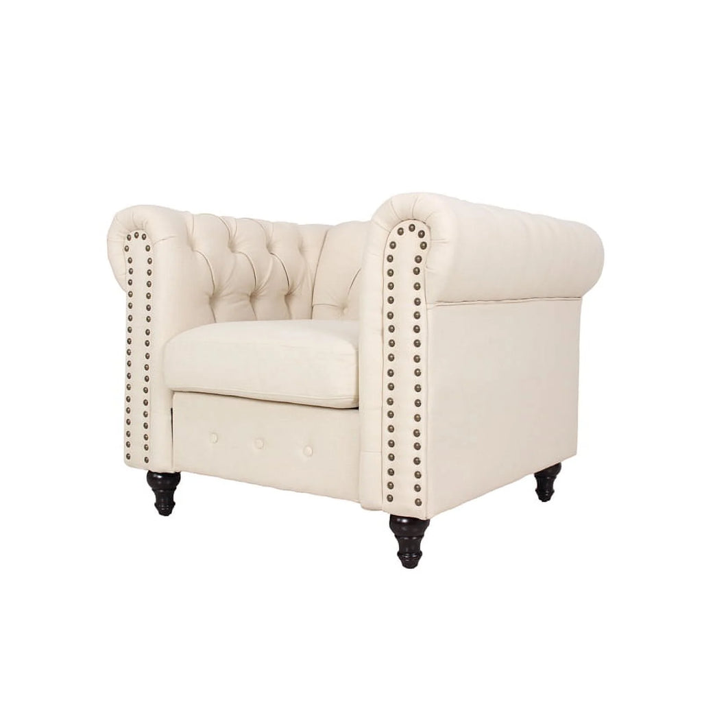 Home Square 3 Piece Living Room Set with Loveseat and Two Accent Chairs in Cream M6070