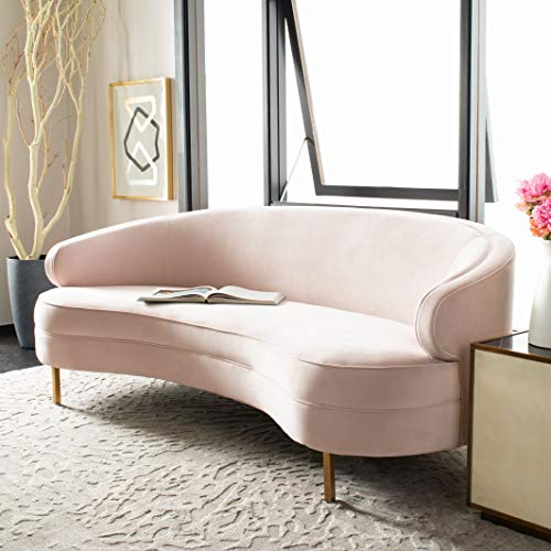 Safavieh Couture Primrose Glam Light Blue Velvet Curved Sofa K4755