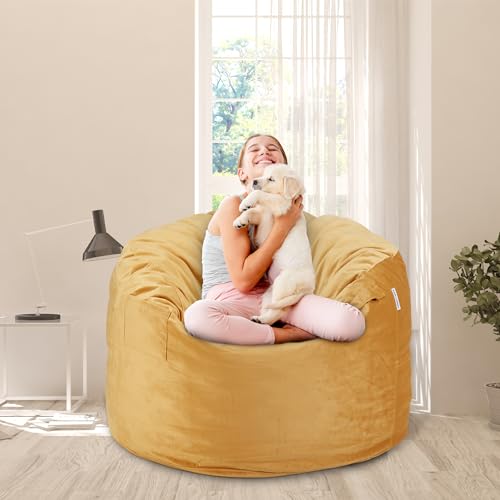 HABUTWAY Bean Bag Chair 4Ft Memory Foam with Microfiber Cover, Black H914