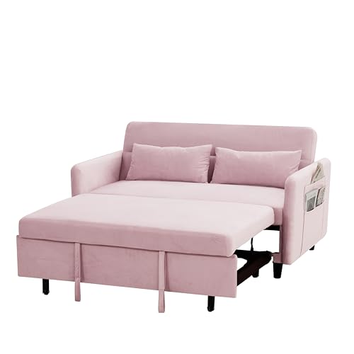 54" Convertible Sofa Bed, 3-in-1 Sleeper Sofa with Pull-Out Bed, Gray Y705521