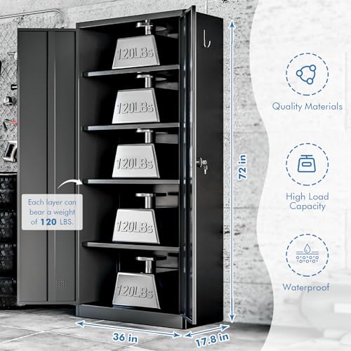 Qiaoxuan Metal Garage Storage Cabinet with 2 Doors and 4 Adjustable Shelves I354
