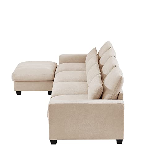 Modern L-Shape Feather Filled Sectional Sofa with Reversible Chaise Q57718