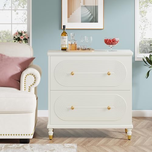 Tribesigns 2-Drawer File Cabinet for Home Office, Wooden Lateral Filing Cabinet with Gold Legs, Gray I537973