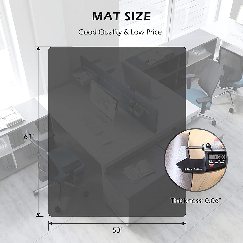 Translucent Black Vinyl Chair Mat for Hard Floors, 63" x 51" K6725