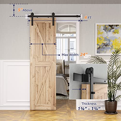 SMARTSTANDARD 6.6FT Barn Door Hardware Kit with Sliding Track, Heavy Duty, Fits 36"-40" Panels P17119