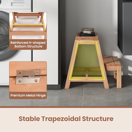 Giantex Folding Step Stool, Wooden 2-Step for Kids & Adults, 550Lbs Capacity B88688