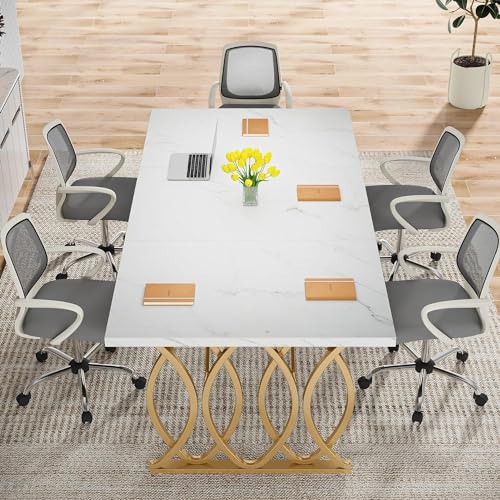 Tribesigns Executive Desk 63" W Modern Office Desk for Home Office, White Q485