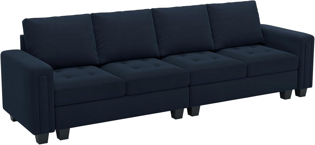 Belffin Velvet Modular 4 Seat Sofa Couch for Living Room Blue K5711
